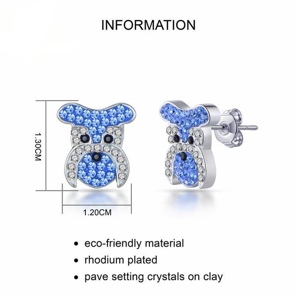 Blue Schnauzer Hund Pave Crystal Bolde Ohrringe Frauen S Schmuck
