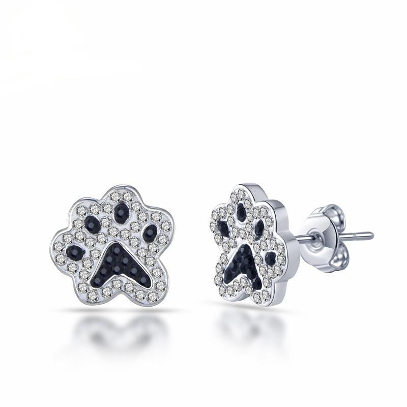 Schwarz Silberne Hunde Pfotenohrohrringe Frauens Schmuck