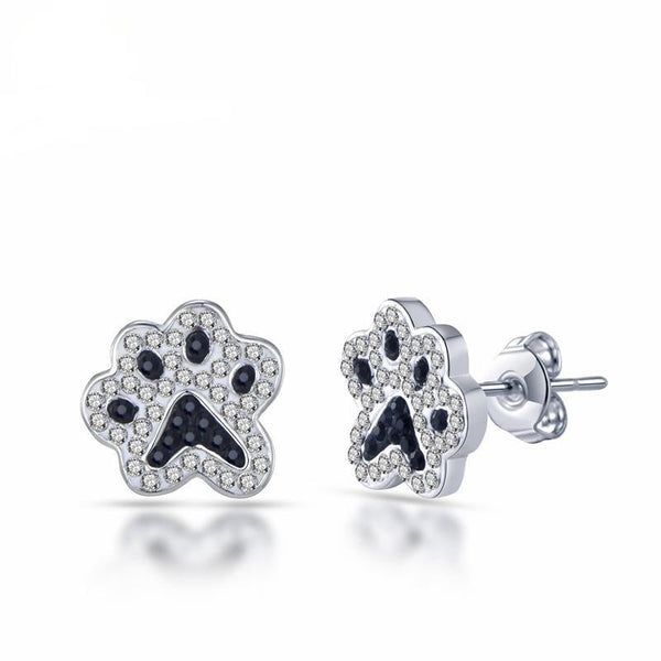 Schwarz Silberne Hunde Pfotenohrohrringe Frauens Schmuck