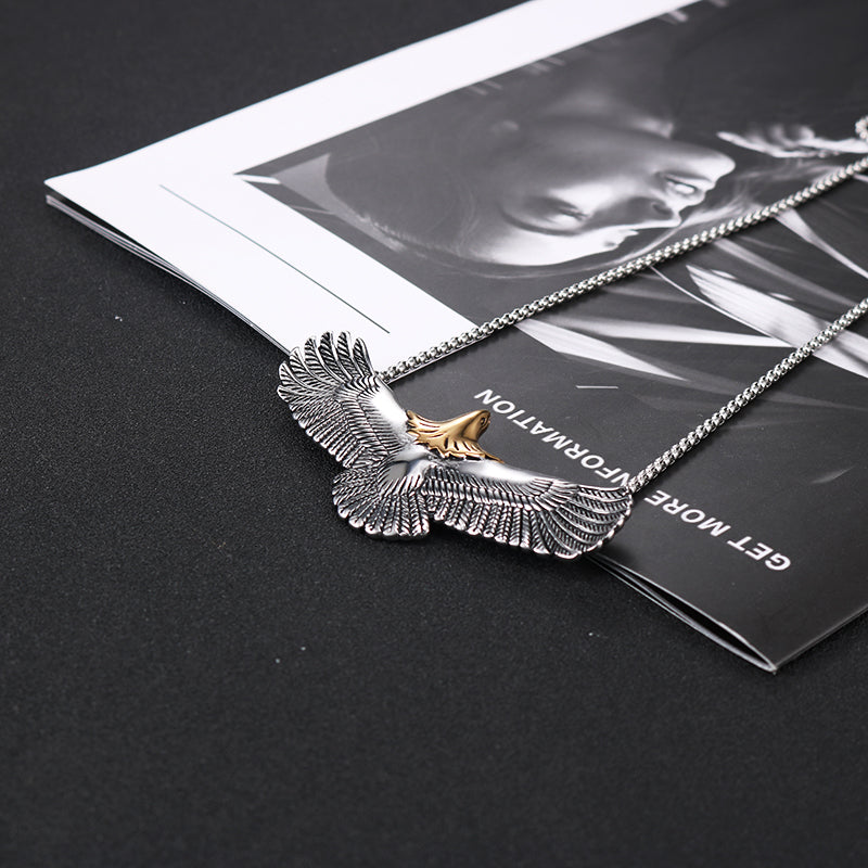 Handgefertigte Titanium  Stahladlerkette Halskette Für Männer