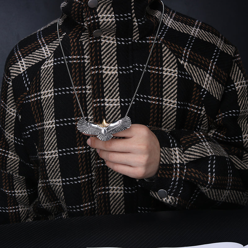 Handgefertigte Titanium  Stahladlerkette Halskette Für Männer