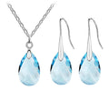 Österreichischer Kristall Tränenhalskette Ohrringe Schmuckset Set