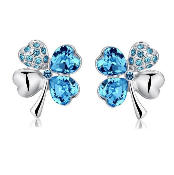 Blau Österreichische Kristallblatt  Kleebelsenohrringe