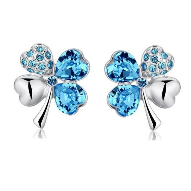 Blau Österreichische Kristallblatt  Kleebelsenohrringe