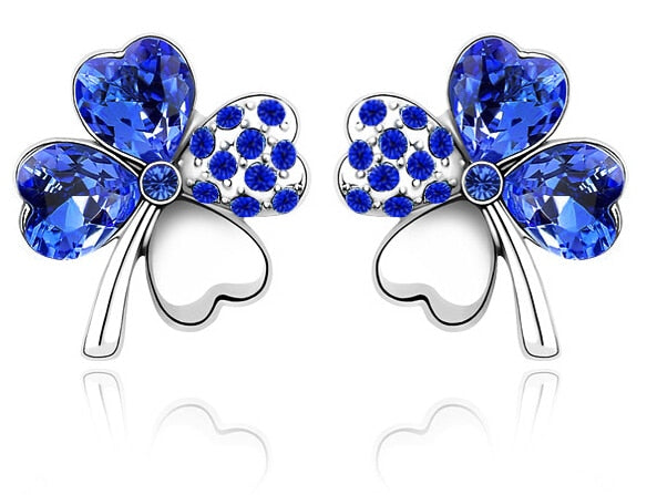 Blau Österreichische Kristallblatt  Kleebelsenohrringe