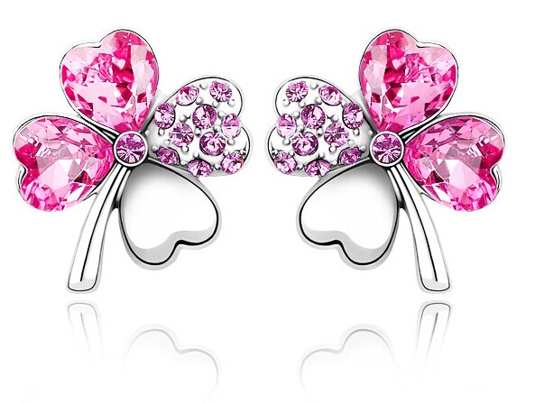 Blau Österreichische Kristallblatt  Kleebelsenohrringe