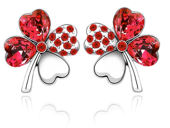 Blau Österreichische Kristallblatt  Kleebelsenohrringe