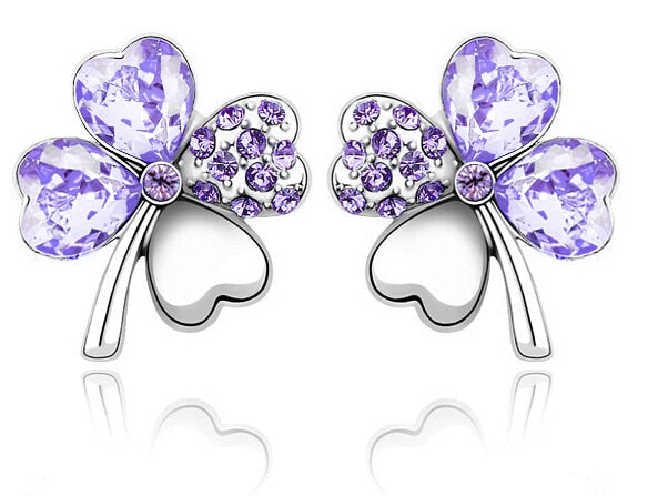 Blau Österreichische Kristallblatt  Kleebelsenohrringe