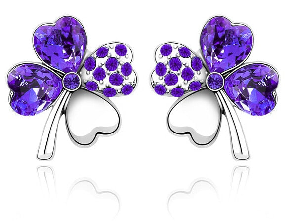 Blau Österreichische Kristallblatt  Kleebelsenohrringe