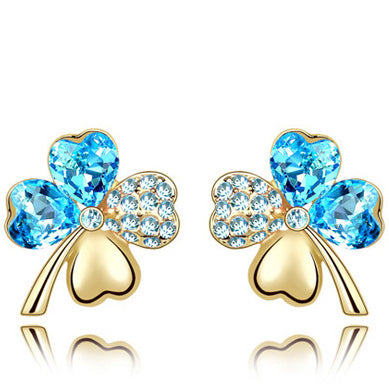 Blau Österreichische Kristallblatt  Kleebelsenohrringe