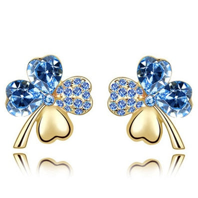 Blau Österreichische Kristallblatt  Kleebelsenohrringe