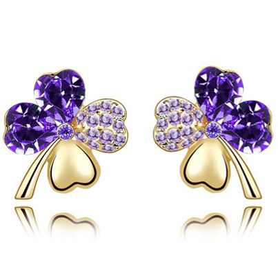 Blau Österreichische Kristallblatt  Kleebelsenohrringe