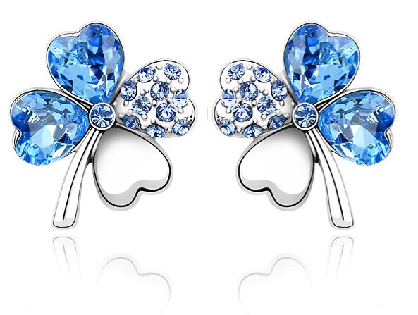 Blau Österreichische Kristallblatt  Kleebelsenohrringe