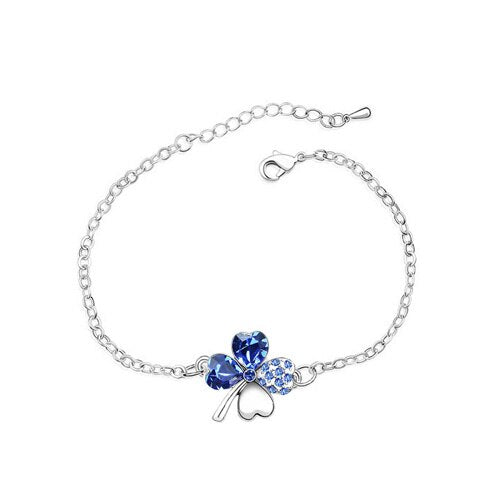 Grünes Österreichisches Kristall Vier Blattklee  Klee  Link  Armband