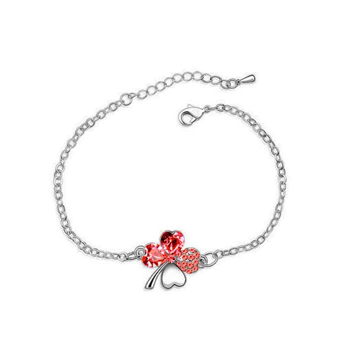 Grünes Österreichisches Kristall Vier Blattklee  Klee  Link  Armband