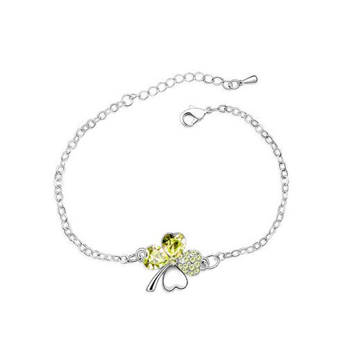 Grünes Österreichisches Kristall Vier Blattklee  Klee  Link  Armband
