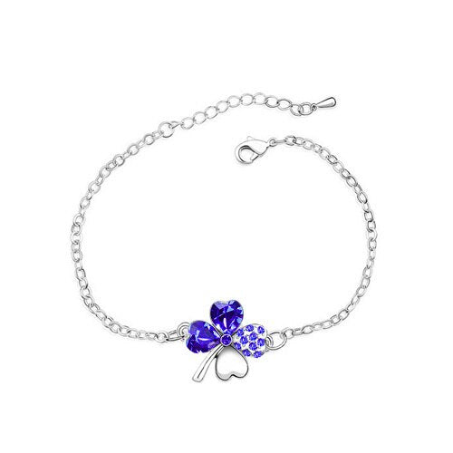 Grünes Österreichisches Kristall Vier Blattklee  Klee  Link  Armband