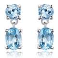 Sky Blue Topaz Oval Faceted 925 Sterling Silber Ohrringe