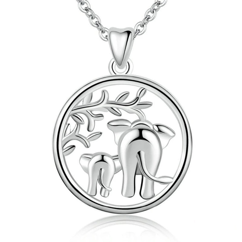 925 Sterling Silber Mutter Und Kinder Elefant Anhänger Halskette