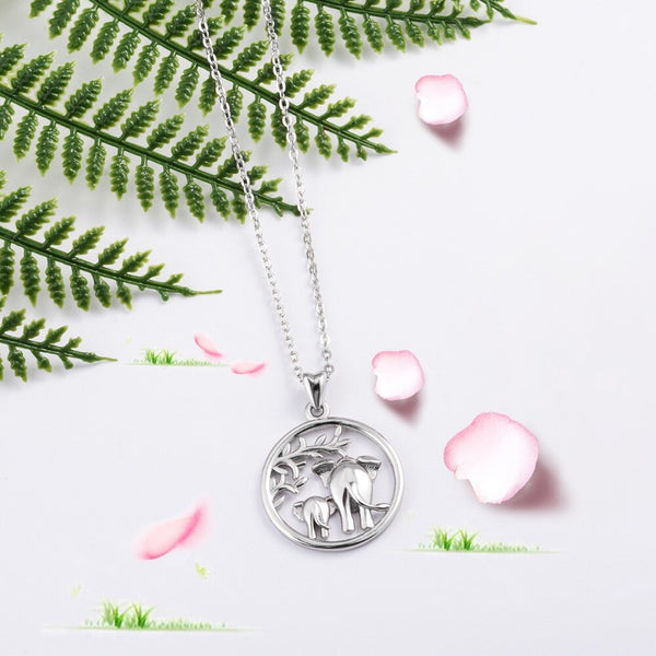 925 Sterling Silber Mutter Und Kinder Elefant Anhänger Halskette