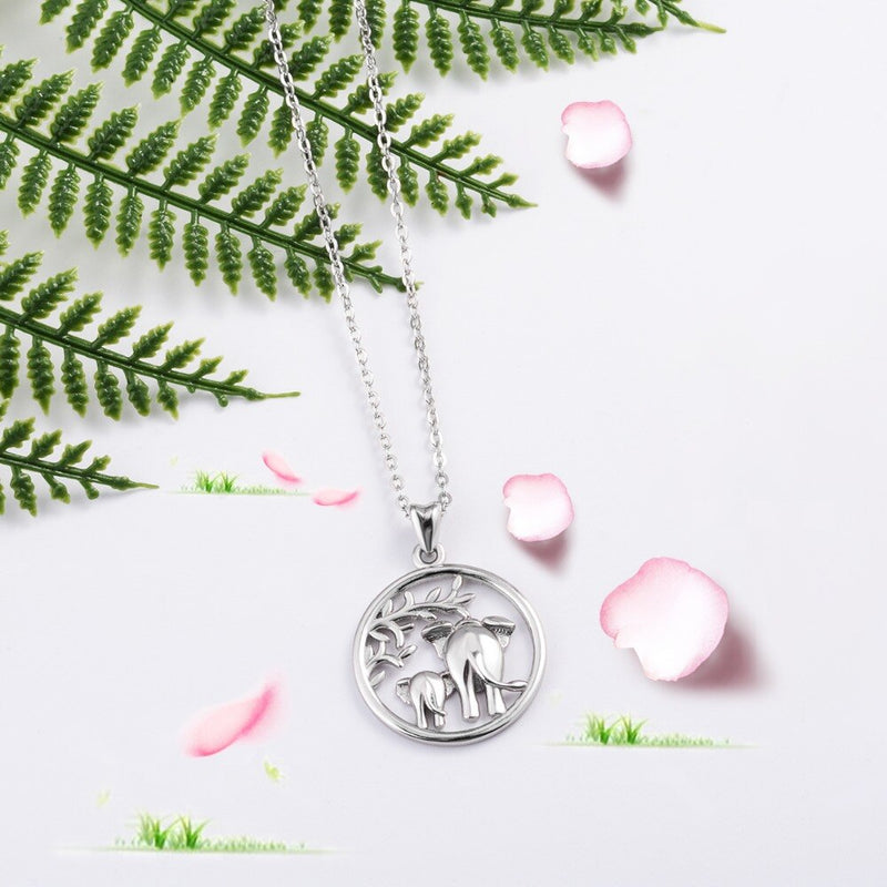 925 Sterling Silber Mutter Und Kinder Elefant Anhänger Halskette