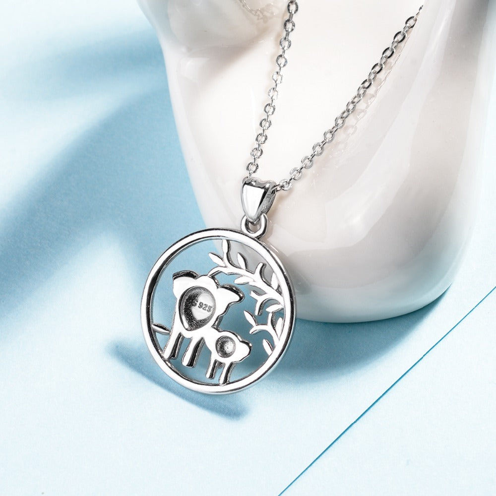 925 Sterling Silber Mutter Und Kinder Elefant Anhänger Halskette