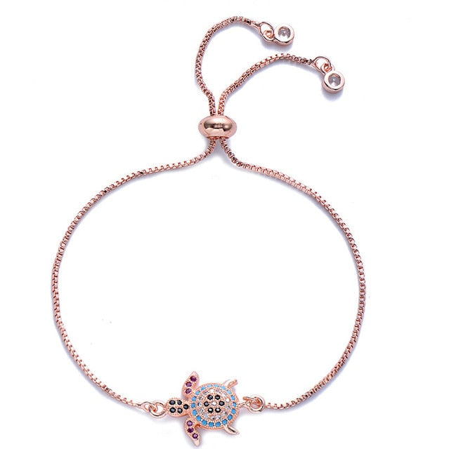 Goldene Meeresschildkrötenarmband Mit Kubischem Zirkon Verstellbarer Charme Armbänder Frauen S Schmuck