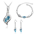 Österreichischer Kristall Angel Hawk Eyes Halskette Armband Ohrringe Schmuck Set