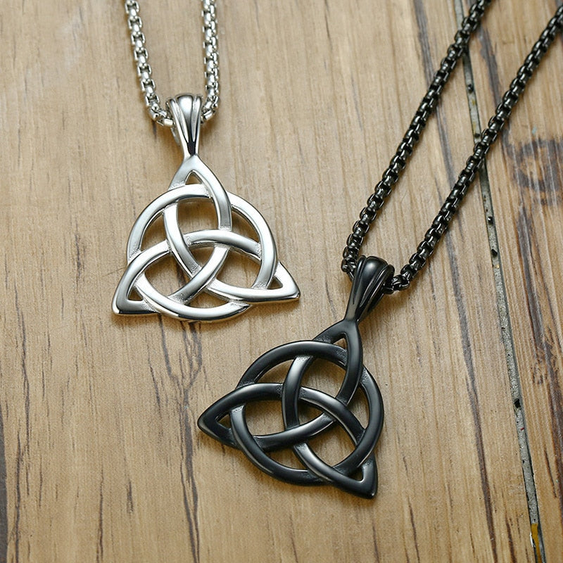 Männer Von Männern Schwarzer Keltischer Triquetra Knoten Anhänger Halskette