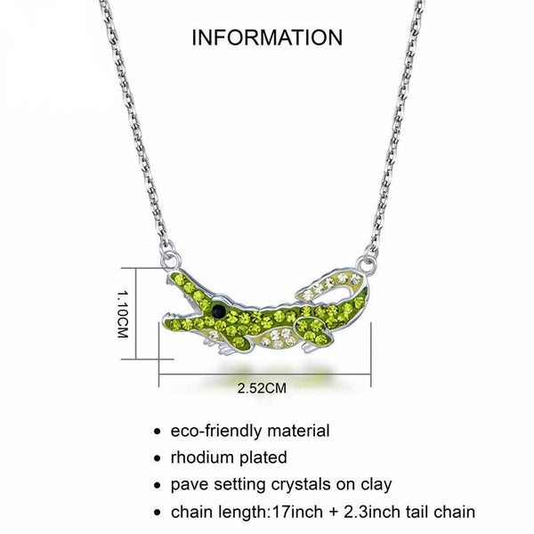 Grüner Kristall Krokodil Anhänger Halskette Frauen Juwely
