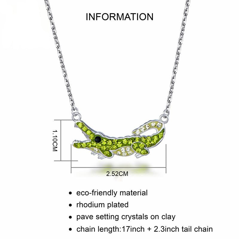 Grüner Kristall Krokodil Anhänger Halskette Frauen Juwely
