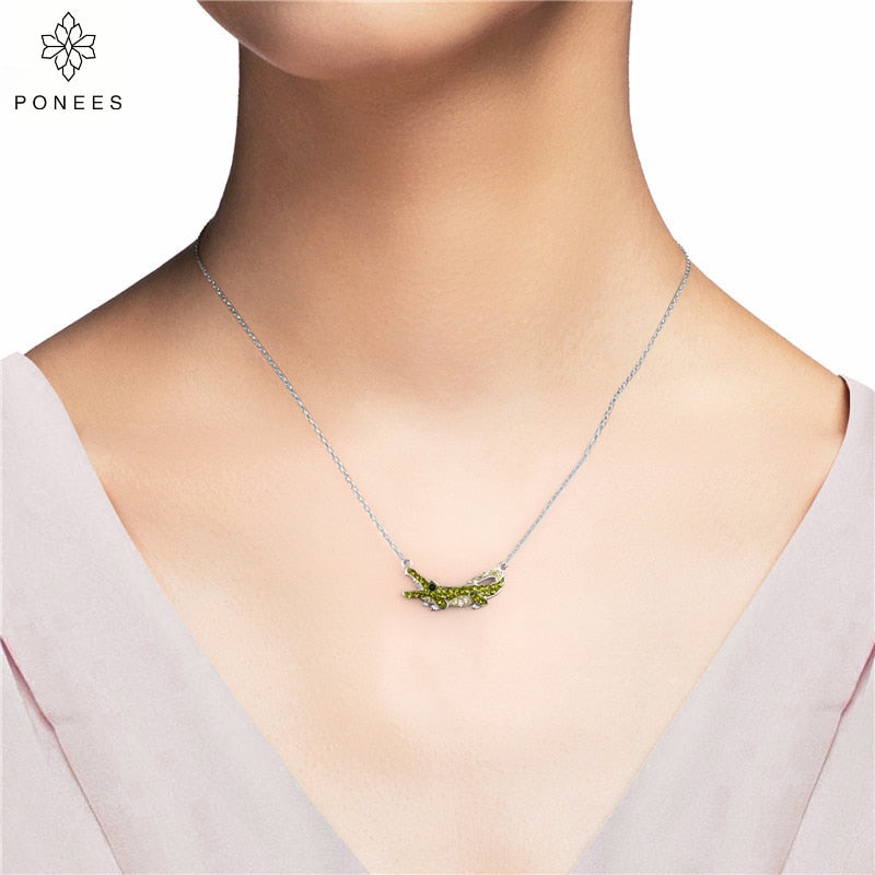 Grüner Kristall Krokodil Anhänger Halskette Frauen Juwely