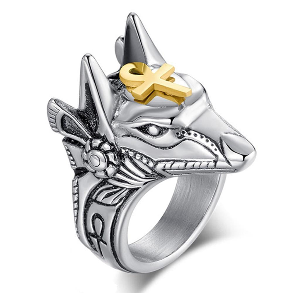Ägyptischer Anubis Gott Ring Für Menschen Aus Rostfreiem Stahl