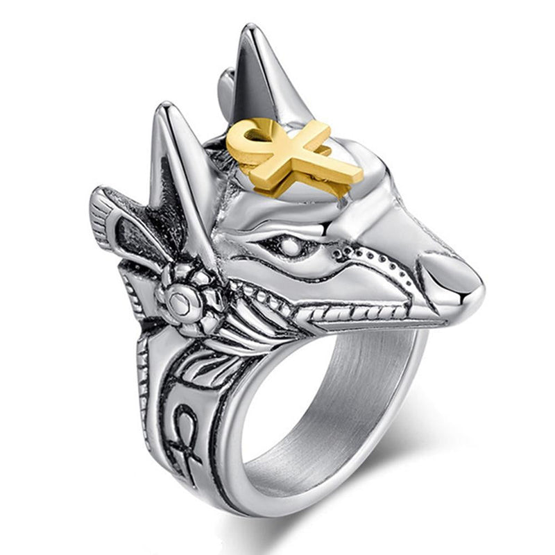 Ägyptischer Anubis Gott Ring Für Menschen Aus Rostfreiem Stahl
