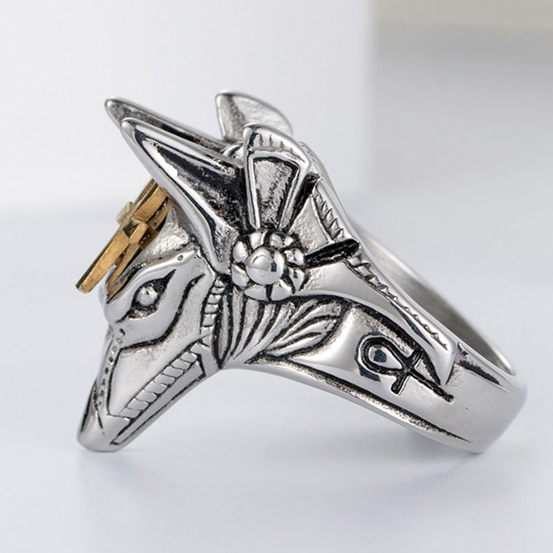 Ägyptischer Anubis Gott Ring Für Menschen Aus Rostfreiem Stahl
