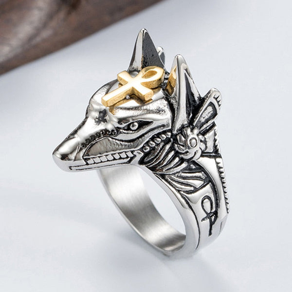 Ägyptischer Anubis Gott Ring Für Menschen Aus Rostfreiem Stahl