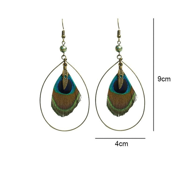 Peacock Nature Feather Stud Ohrringe Für Frauen
