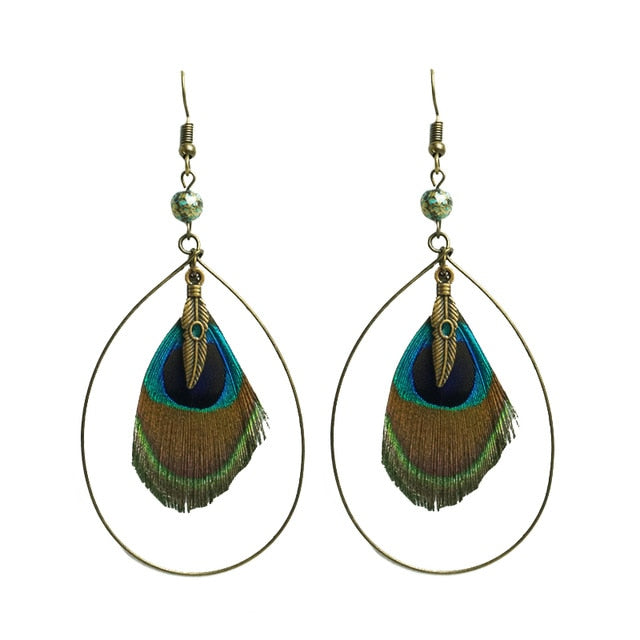 Peacock Nature Feather Stud Ohrringe Für Frauen