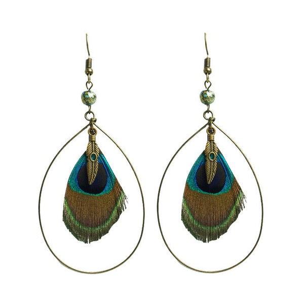 Peacock Nature Feather Stud Ohrringe Für Frauen