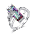 Bohemian Style 18mm Silberplattierte Verschwenderische Große Regenbogenmystische Steinkristall  Frauen Cocktailring