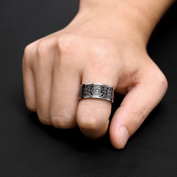 Vintage Edelstahl Black Dragon Gothic Ring