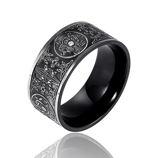 Vintage Edelstahl Black Dragon Gothic Ring