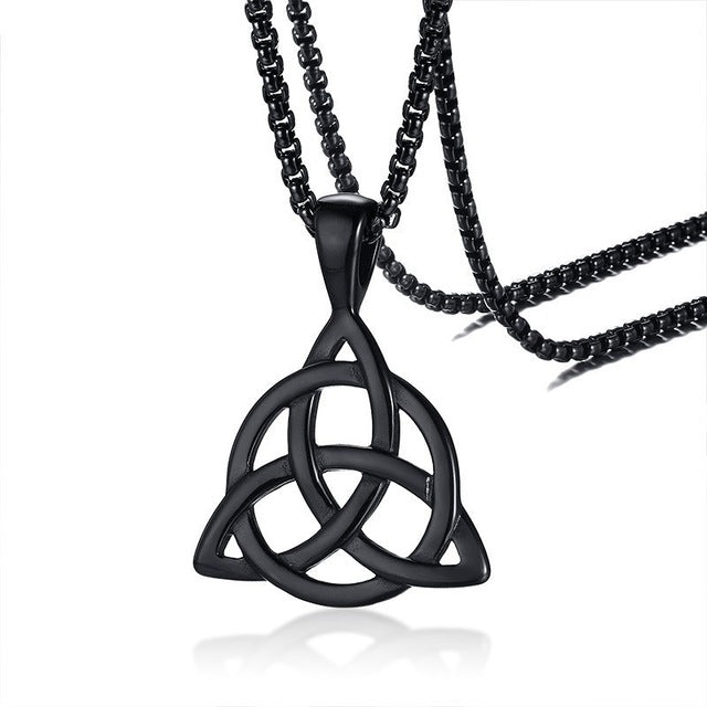 Männer Von Männern Schwarzer Keltischer Triquetra Knoten Anhänger Halskette