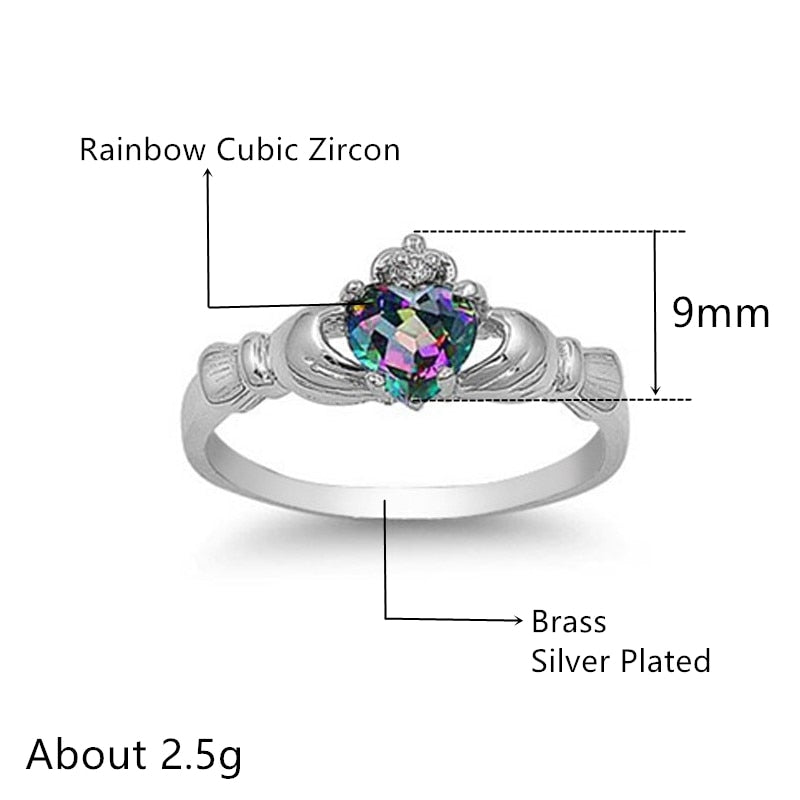 Versilberte Regenbogenkubikzirkonia  Ring