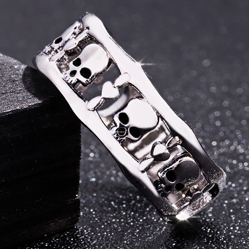 Gothic  Schädel Und Skelett  Vintage  Ring