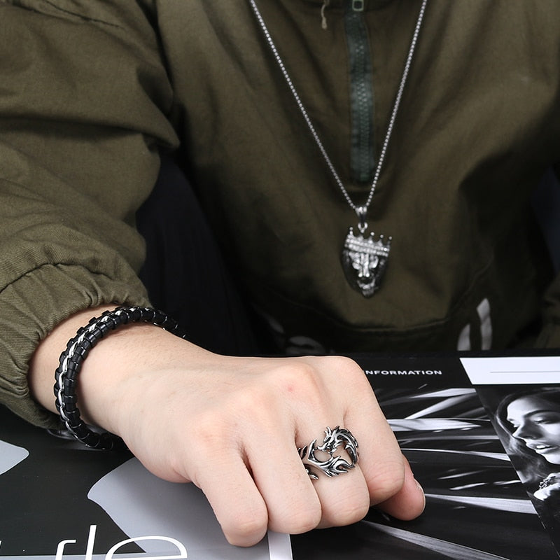 Vintage Dragon Warrior Biker Ringe Für Männer