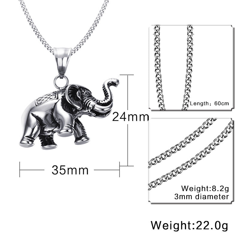 Elefant  Anhänger Silberkette Aus Edelstahl