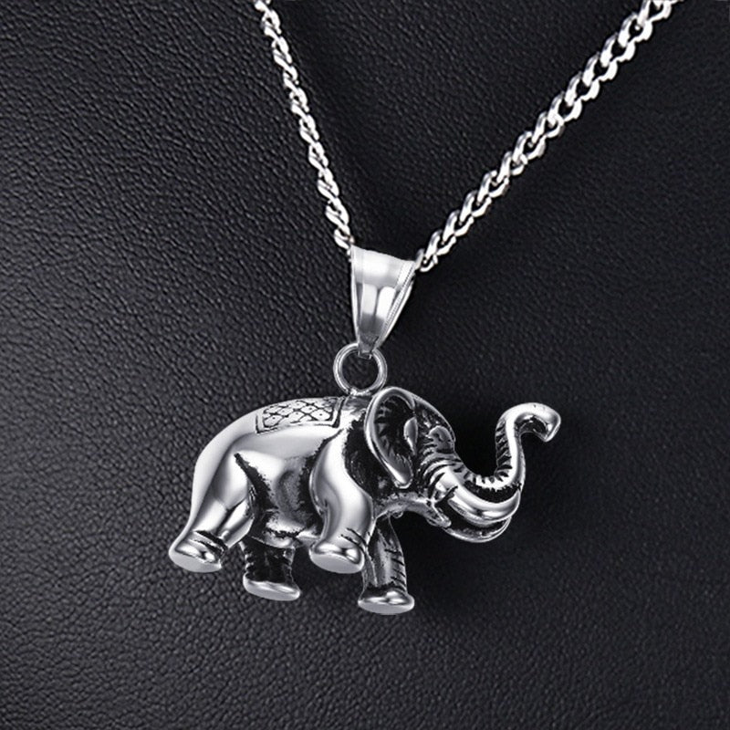 Elefant  Anhänger Silberkette Aus Edelstahl