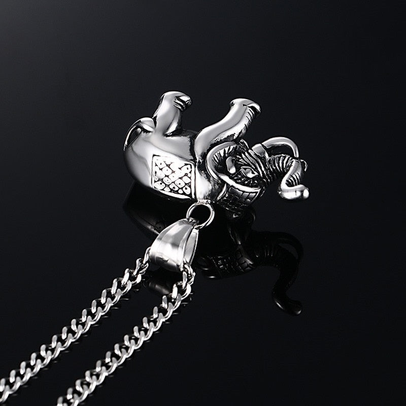 Elefant  Anhänger Silberkette Aus Edelstahl