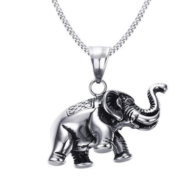 Elefant  Anhänger Silberkette Aus Edelstahl